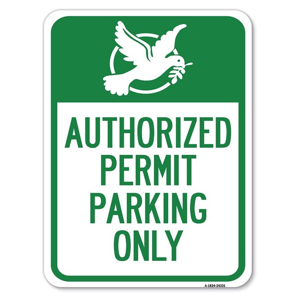 Signmission Authorized Church Parking W/ Graphic Heavy-Gauge Alum Rust Proof Parking, 18" x 24", A-1824-24331 A-1824-24331 - main